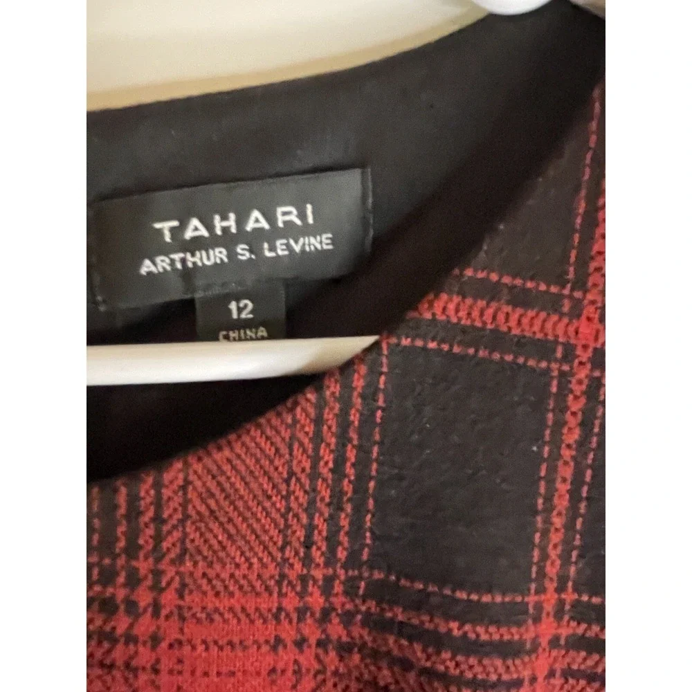 Tahari‎ Red Plaid Dress Size 12